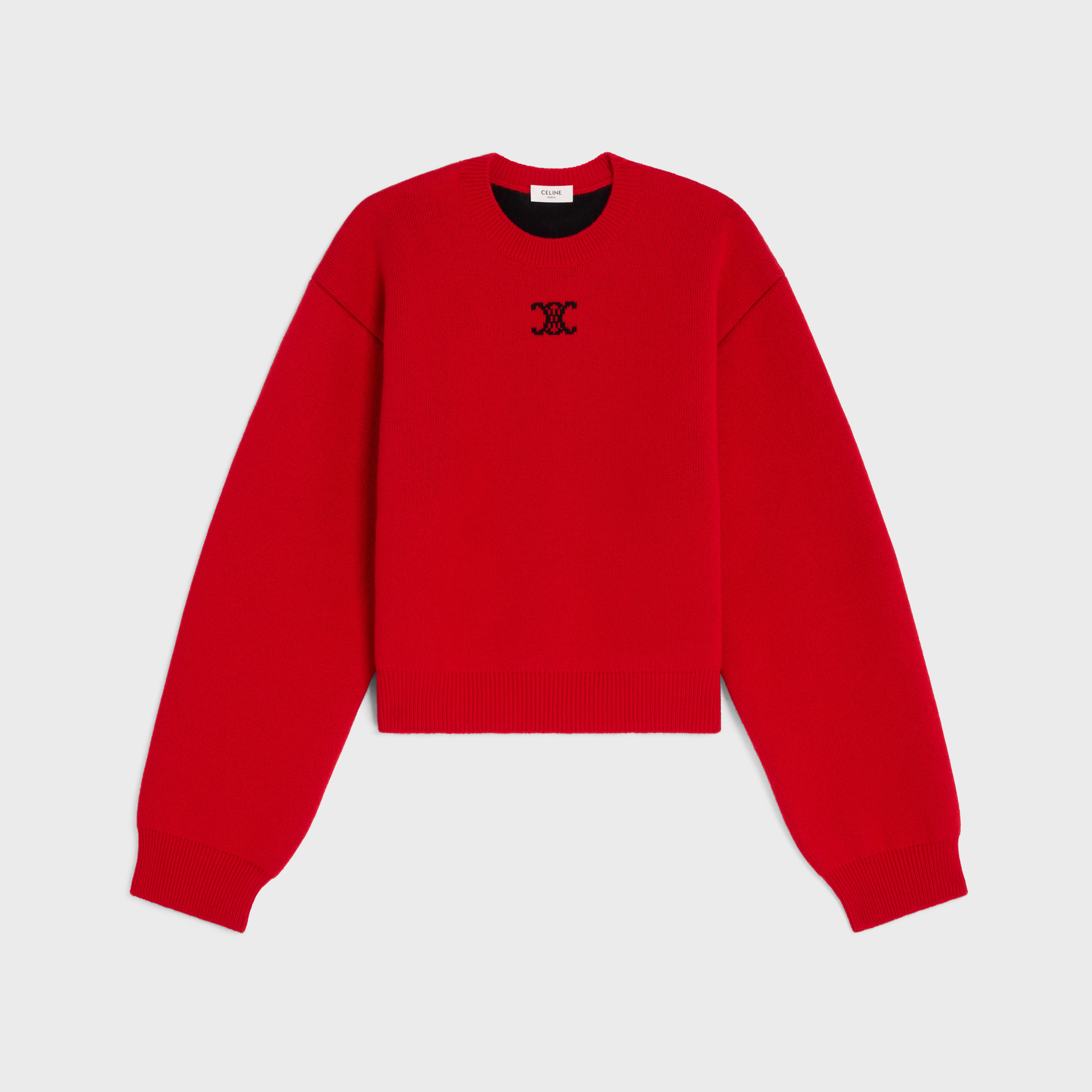 CREWNECK SWEATER IN CASHMERE - RED/BLUE/BLACK | CELINE